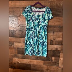 Lilly Pulitzer Tropical Print Dress in Blue and Green